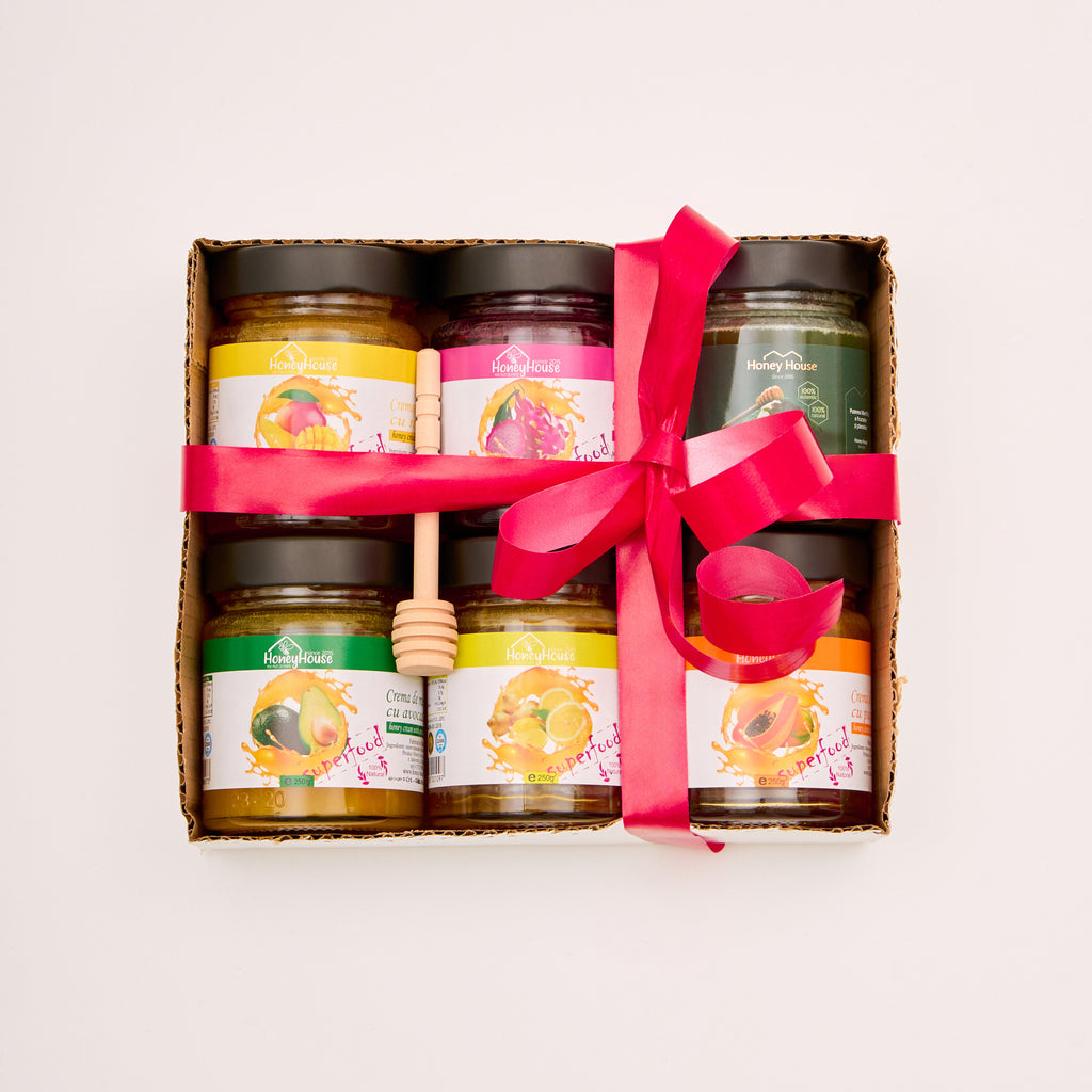 Set 6 gusturi + lingură pentru miere cadou